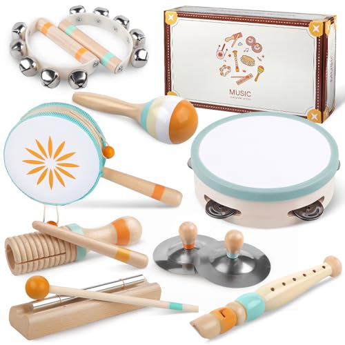 Toddlers Musical Instruments-Baby Montessori Wooden Toys for 18 Month+