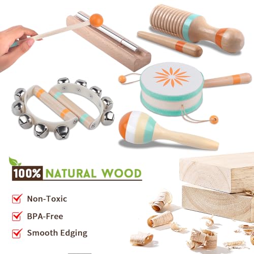Toddlers Musical Instruments-Baby Montessori Wooden Toys for 18 Month+