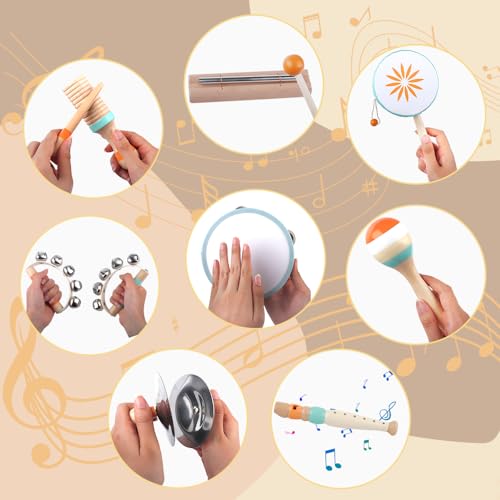 Toddlers Musical Instruments-Baby Montessori Wooden Toys for 18 Month+