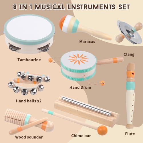 Toddlers Musical Instruments-Baby Montessori Wooden Toys for 18 Month+
