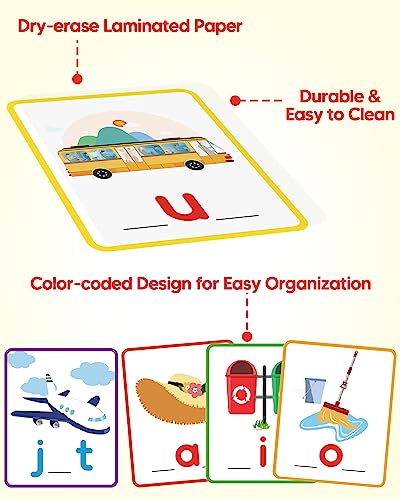 CVC Word Writing & Spelling Flash Cards, Kindergarten Reading Workbooks