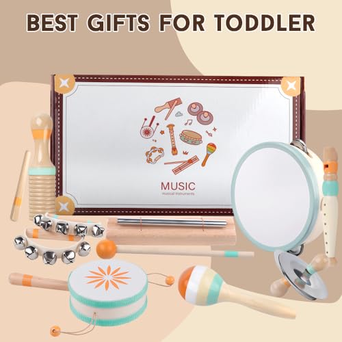 Toddlers Musical Instruments-Baby Montessori Wooden Toys for 18 Month+