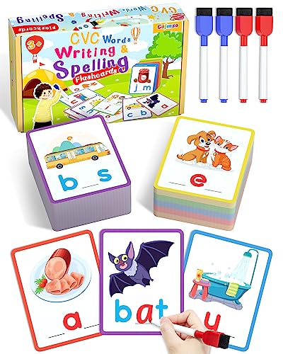 CVC Word Writing & Spelling Flash Cards, Kindergarten Reading Workbooks