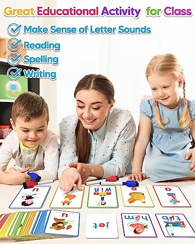CVC Word Writing & Spelling Flash Cards, Kindergarten Reading Workbooks
