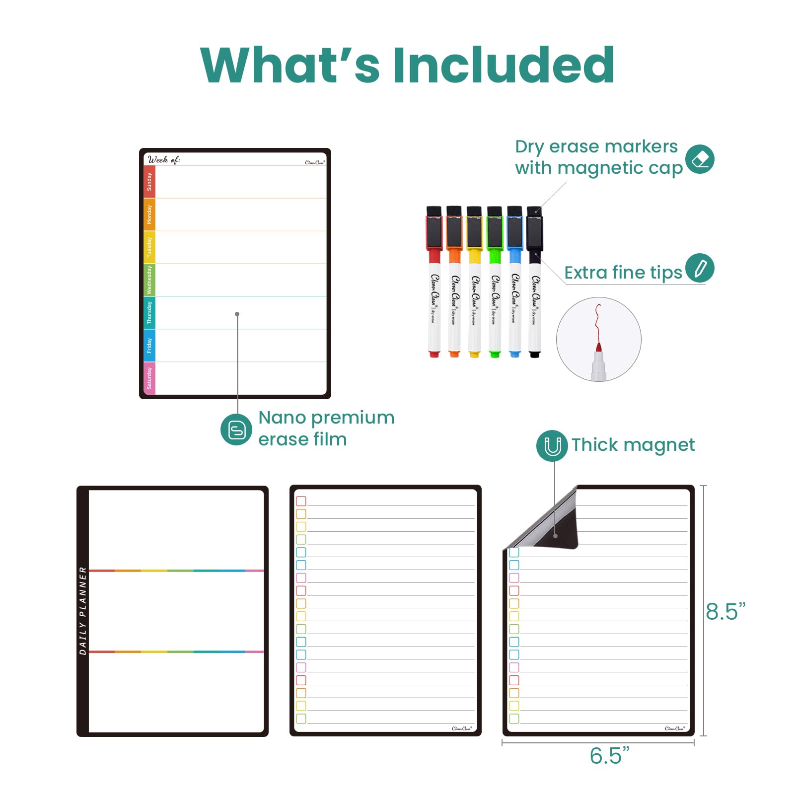 Magnetic Dry Erase Calendar Set with Monthly & Weekly Boards