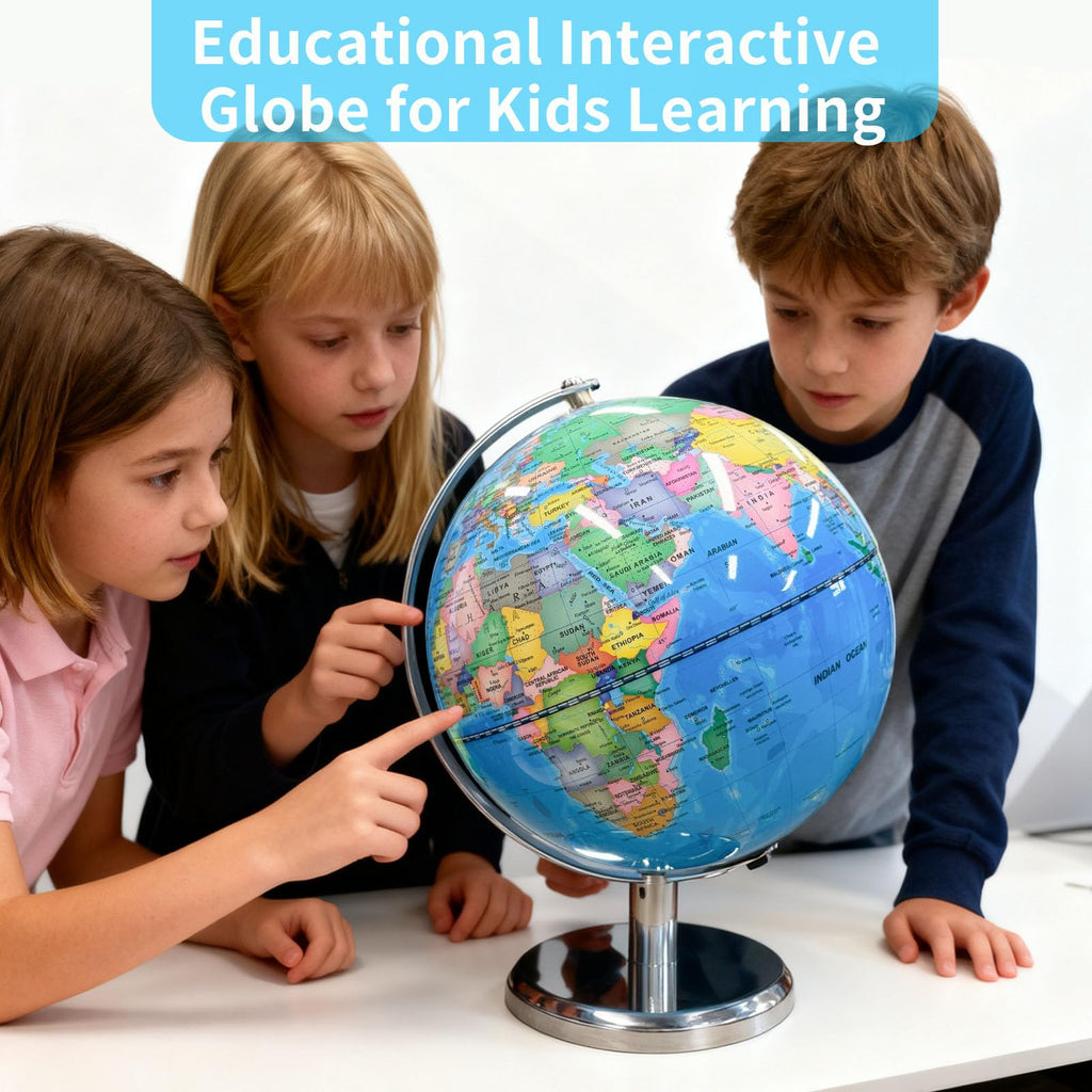 Sexacohu 8'' Illuminated Globe for Kids World Globe with Stable Metal Base