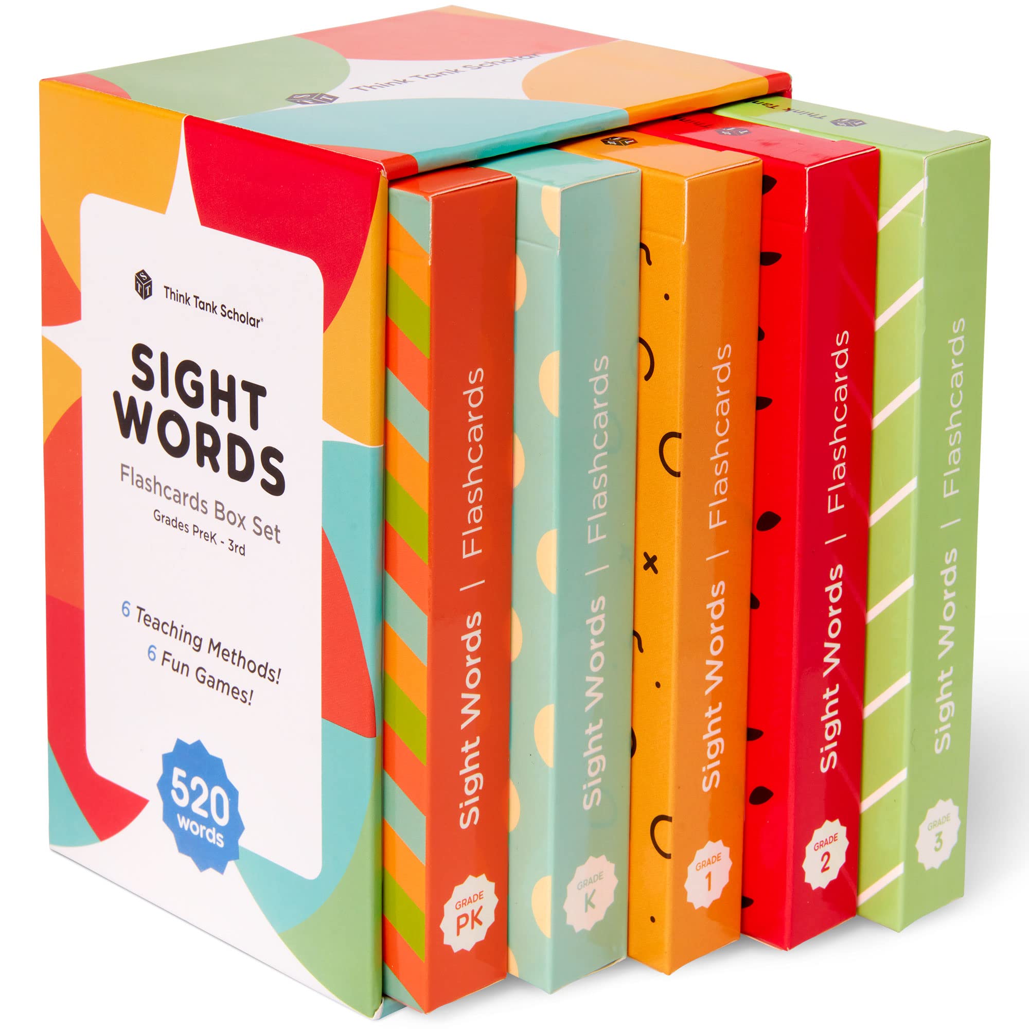 Sight Words Flash Cards – 520 High Frequency Words for Kids Ages 3–9 – Dolch & Fry List – Award-Winning Reading Tool for Preschool, Kindergarten, 1st, 2nd, 3rd Grade – Homeschool & Classroom Set