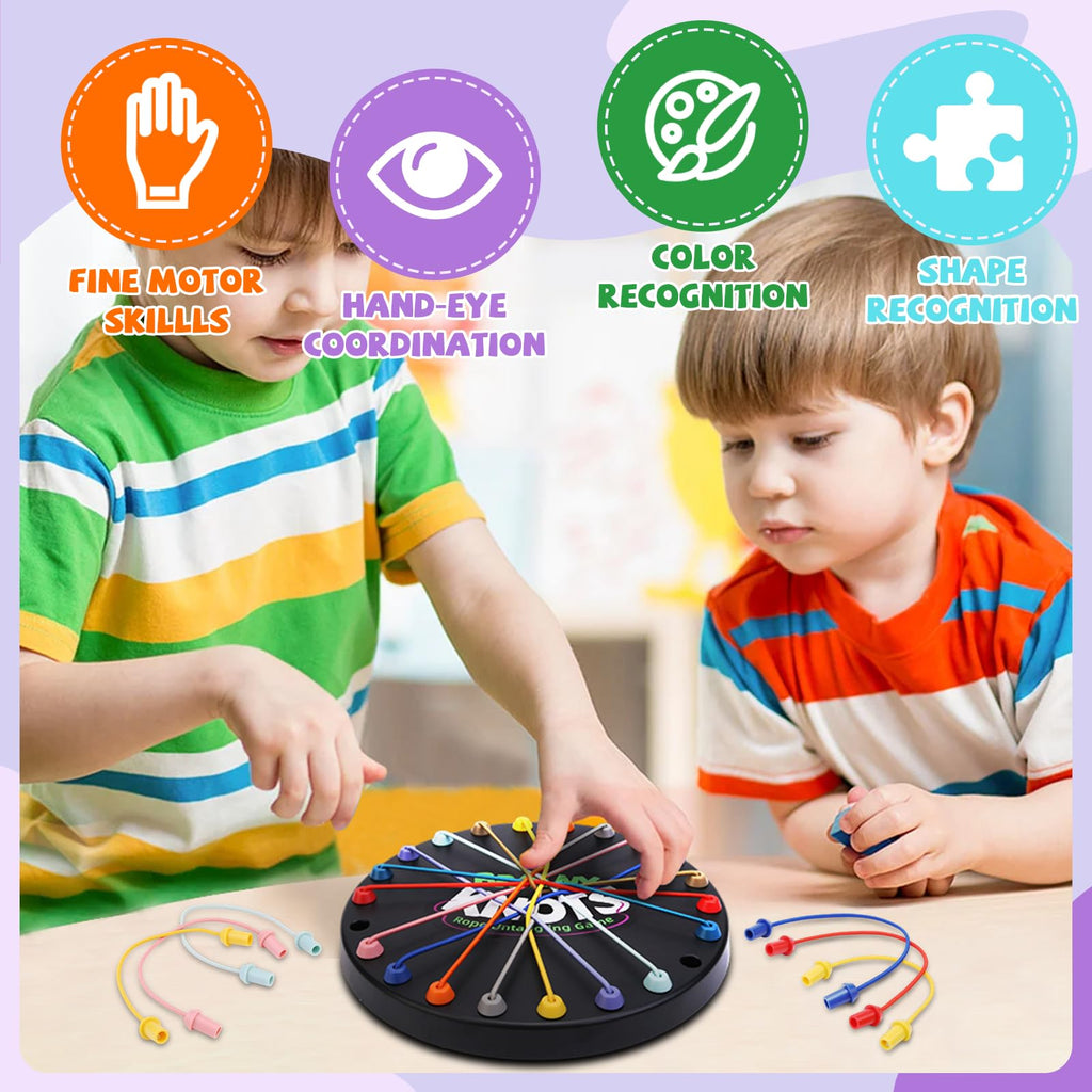 Brainy Knots Rope Untangling Game, 10Pcs Twisted Rope Puzzle Game,Strategy Untangling Challenge Puzzle, String Solution Central Lacing Toys for Adults Kids(Black)