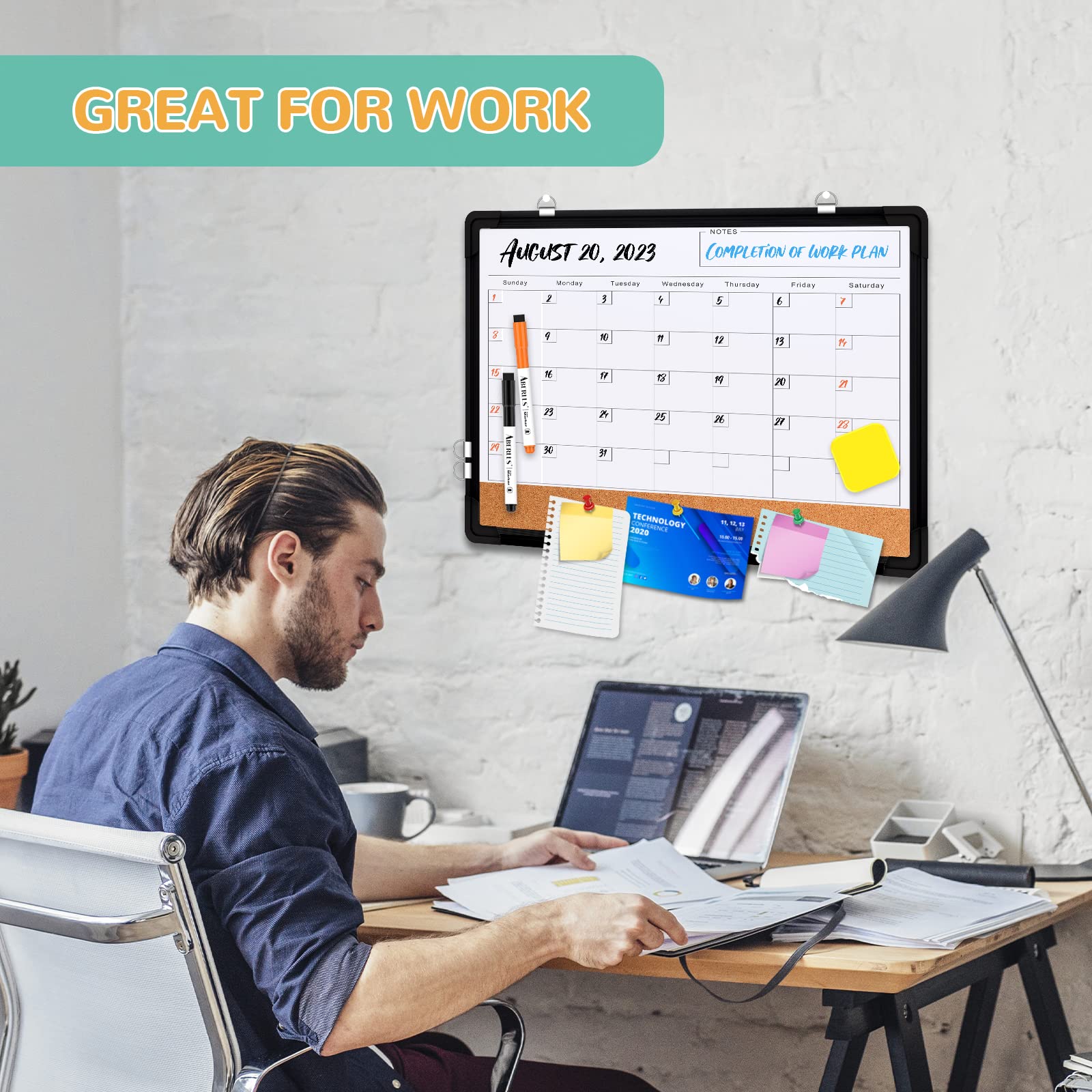 Magnetic Monthly Dry Erase Calendar Whiteboard for Home