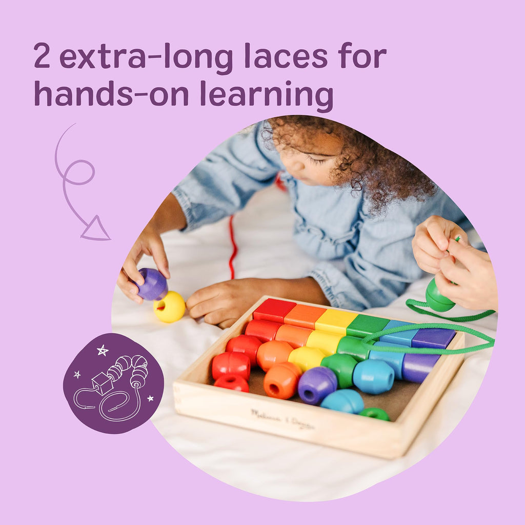 Wooden Lacing Beads Set with 30 Beads & 2 Laces