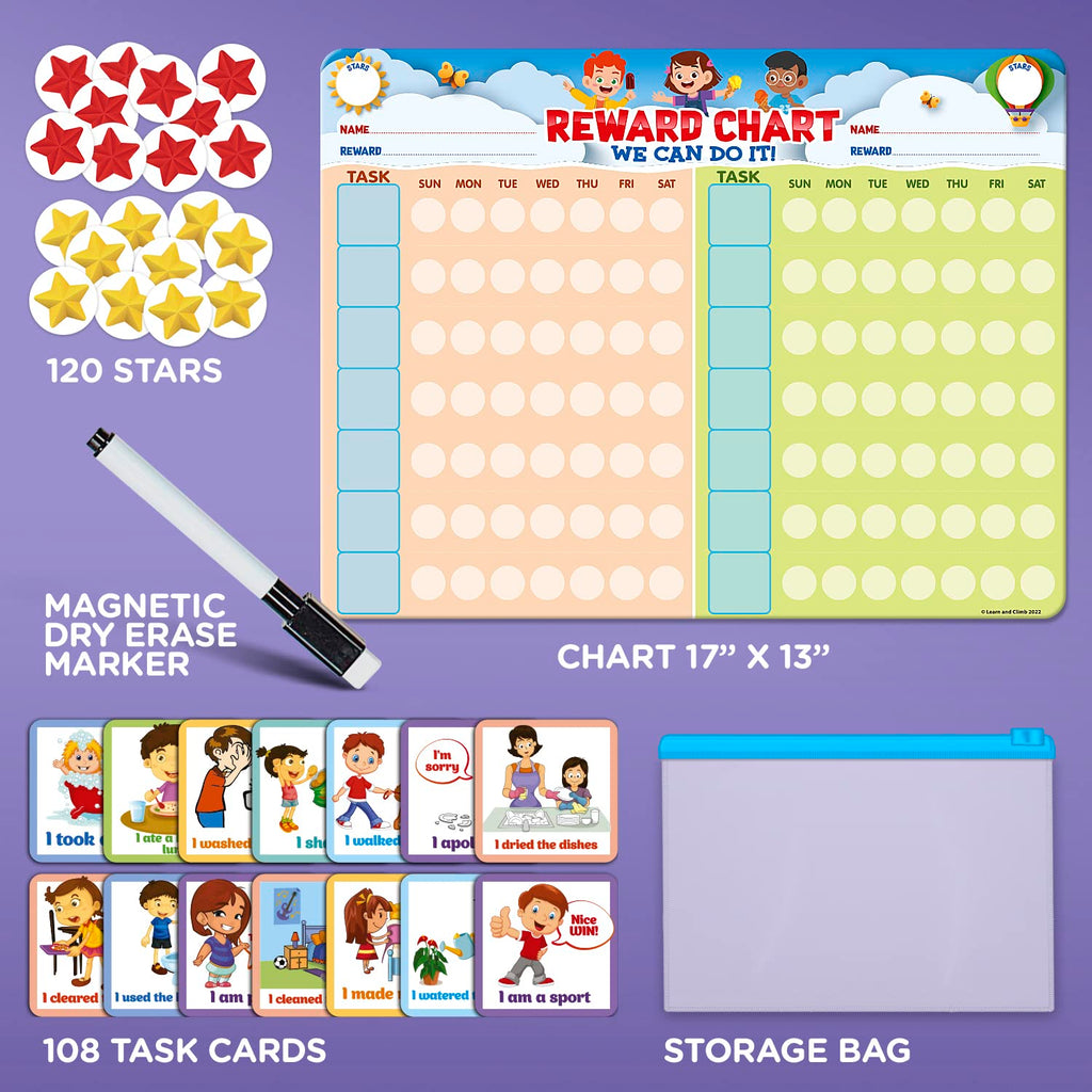 Kids Behavior Reward Chart System with 2,800 Stickers
