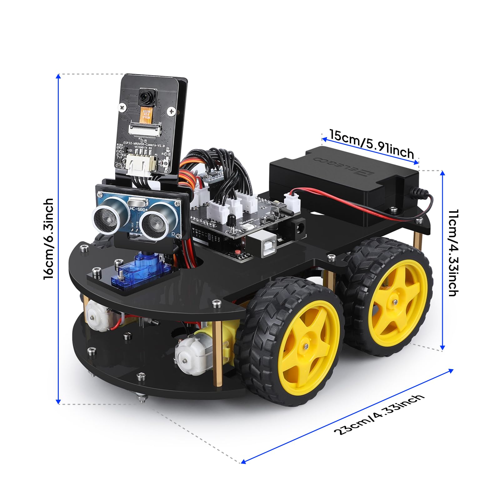 ELEGOO UNO R3 Smart Robot Car Kit V4 with Camera, Compatible with Arduino