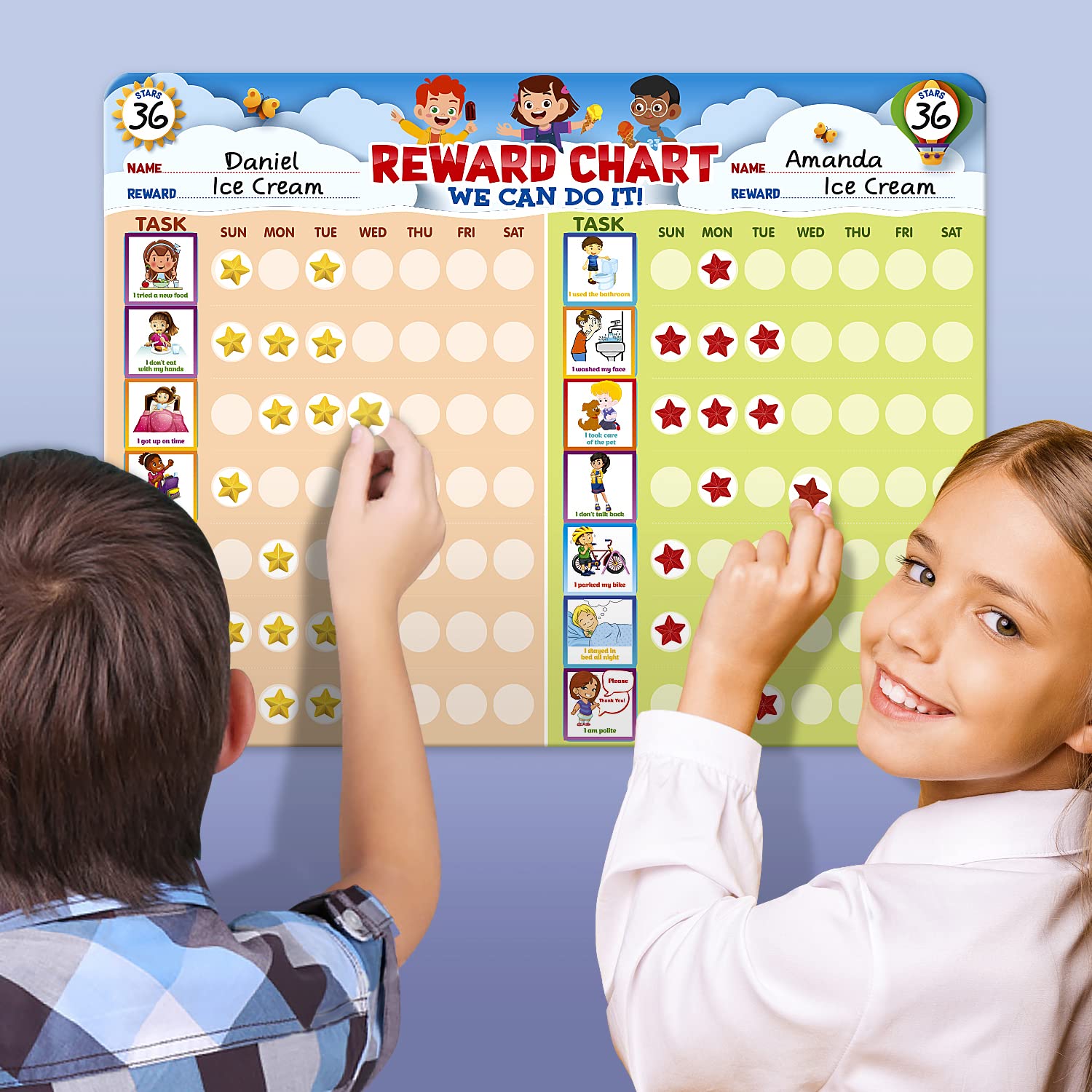 Kids Behavior Reward Chart System with 2,800 Stickers
