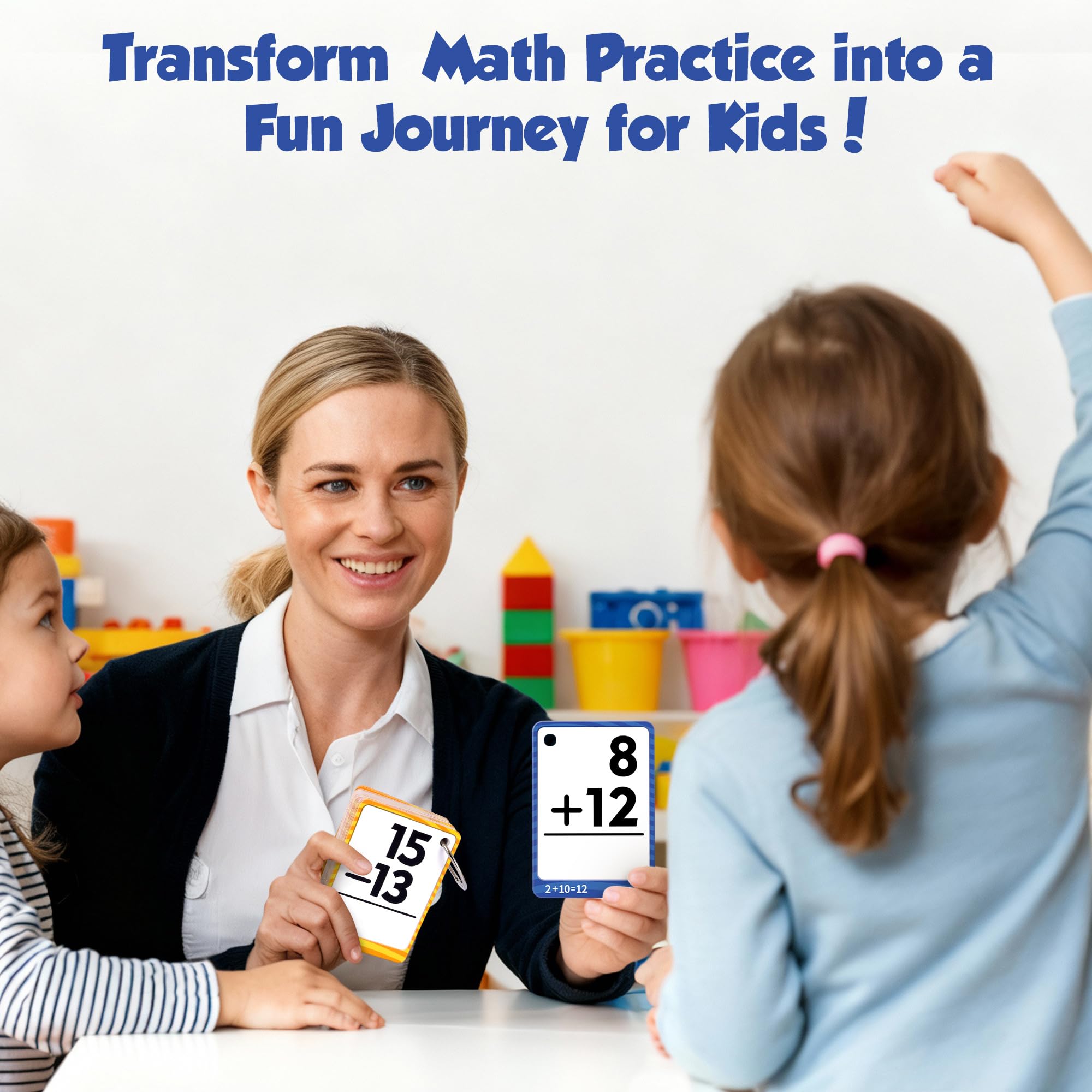 Gotoofun Multi Math Flash Cards, Addition, Subtraction, Multiplication & Division, Write & Wipe with Markers, Self - Checking Flashcards for Kids Grades 1-5 & Homeschool