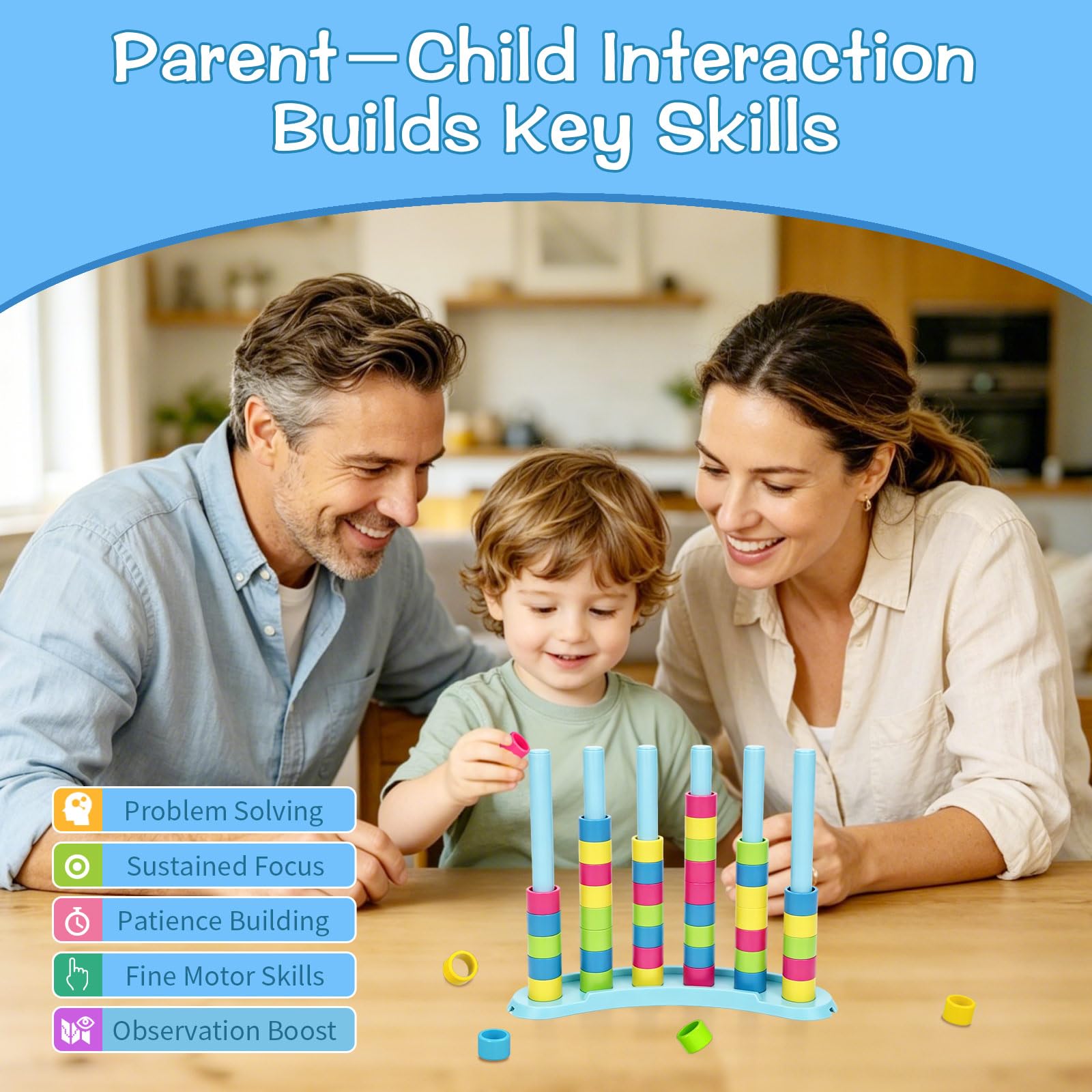 iuuoi Color Matching Challenge Game – Fast Pattern Color Sorting & Stacking Toys, Fun Family Board Game for Kids & Adults, Birthday Gift for Boys & Girls, Sensory Toys for Autism