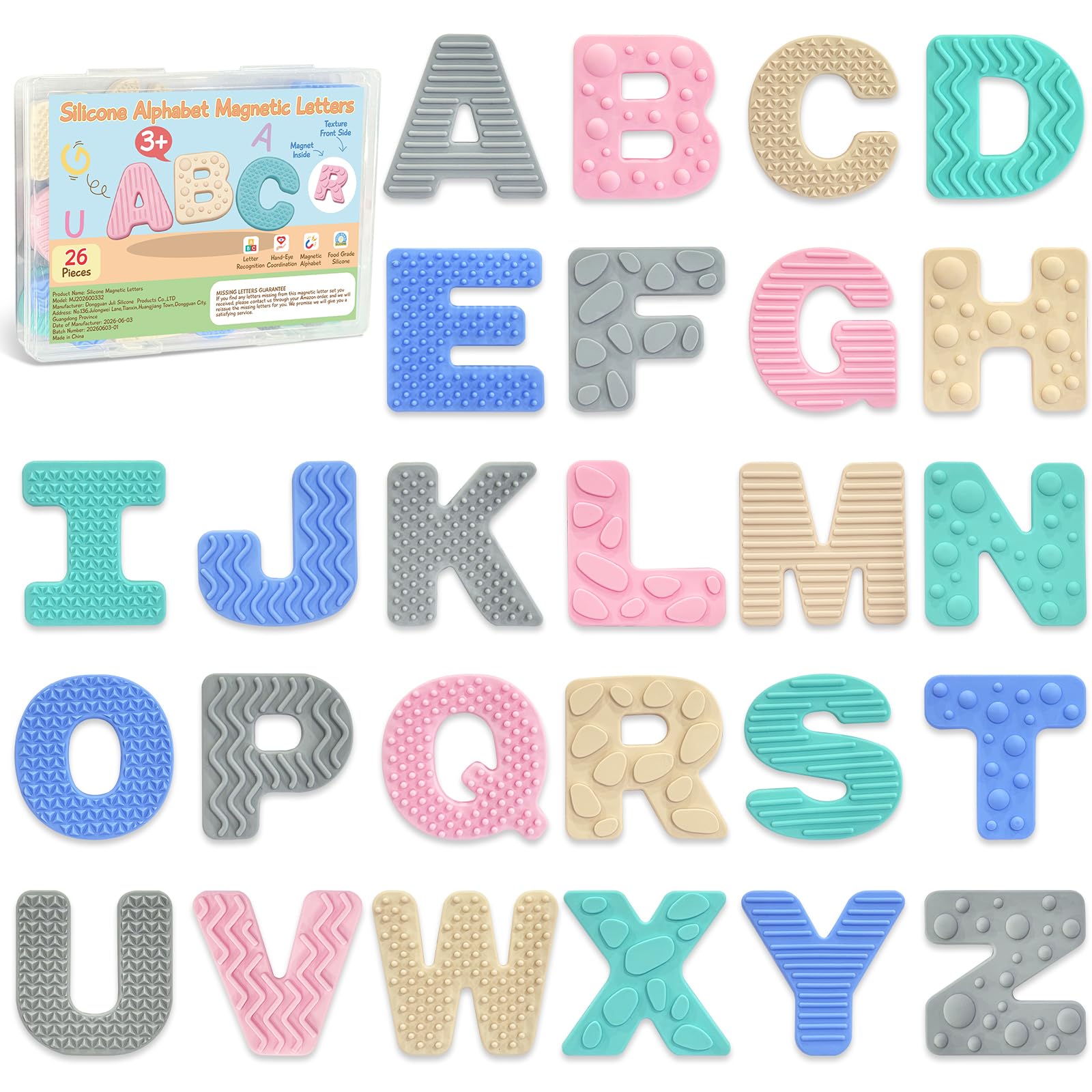 Silicone Magnetic Alphabet Letters, Cute ABC Fridge Magnets for Toddler Kid