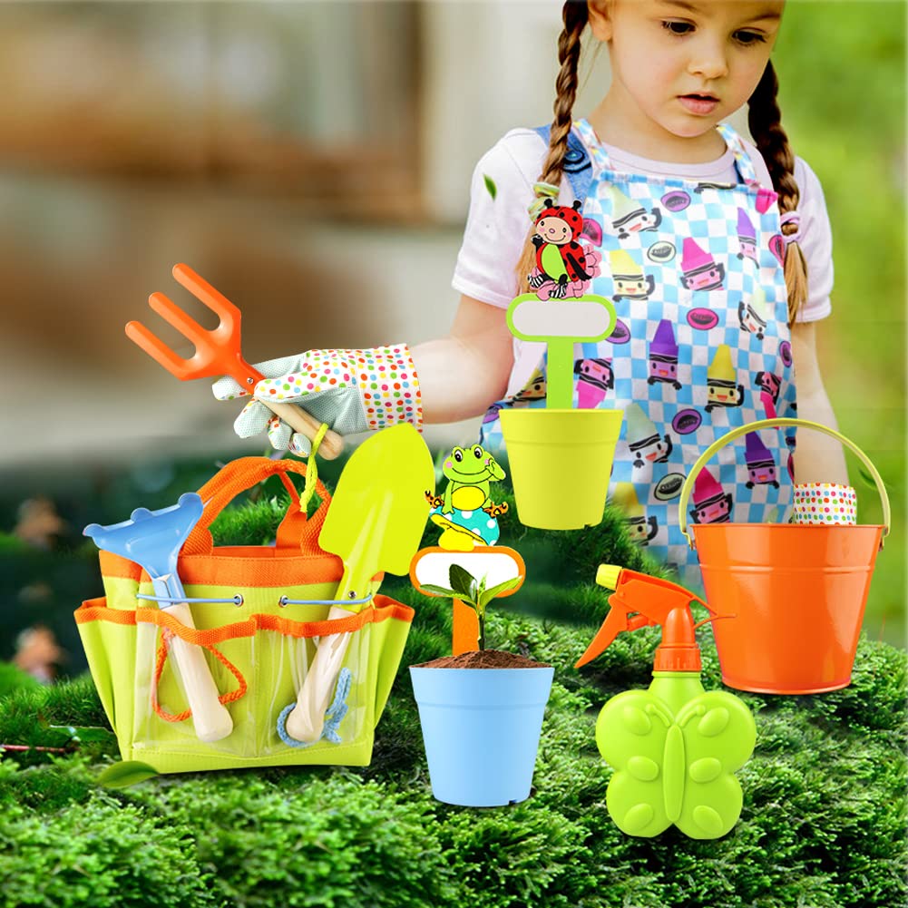 Kids Gardening Tool Set with Tote, Apron & Watering Can