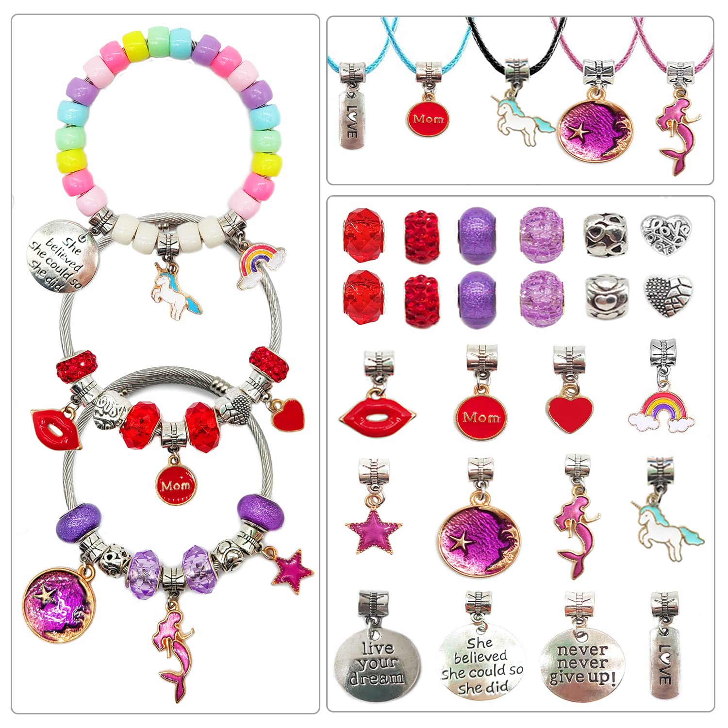 leitait Girl Toys Bracelet Making Kit-Beads for Charm Jewelry Making Kit Supplies DIY Arts Halloween and Christmas Party Favors Crafts for Kids Girl Toys Age 6-7,8-12 Teens Girl Gifts