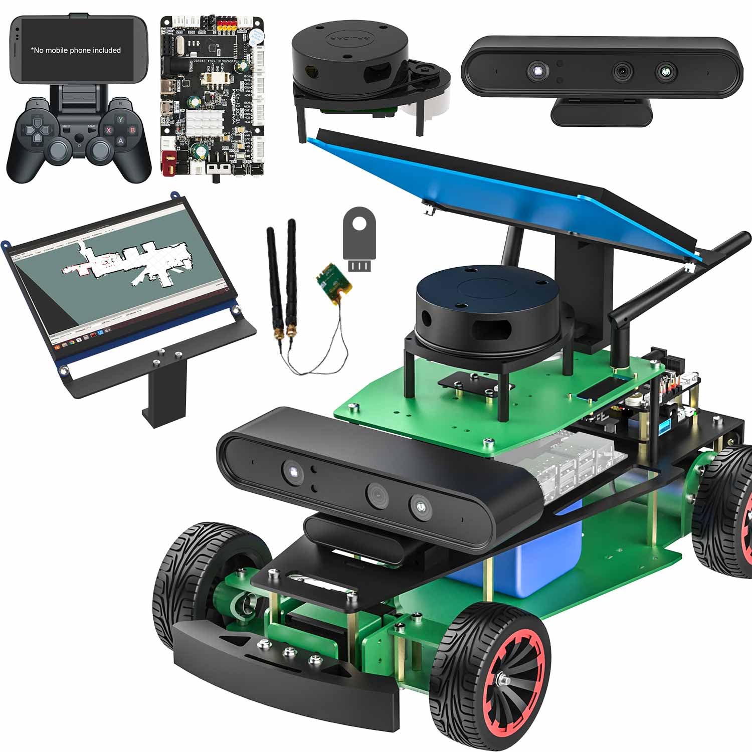 ROS2 AI Ackerman Steering Robot Kit for Raspberry Pi & Jetson