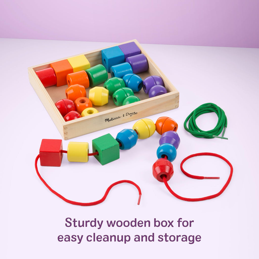 Wooden Lacing Beads Set with 30 Beads & 2 Laces