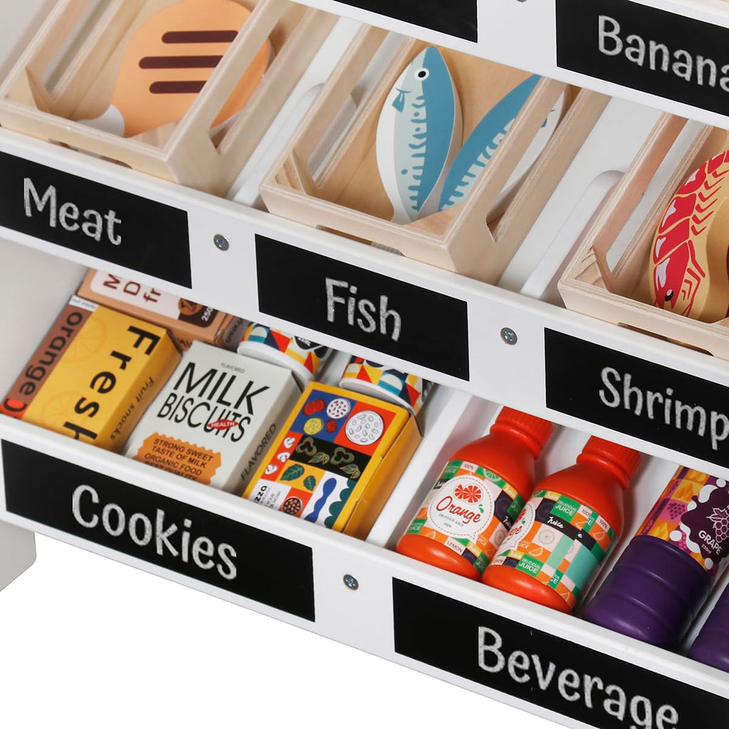 Kids Grocery Store Pretend Play Set with Shopping Cart