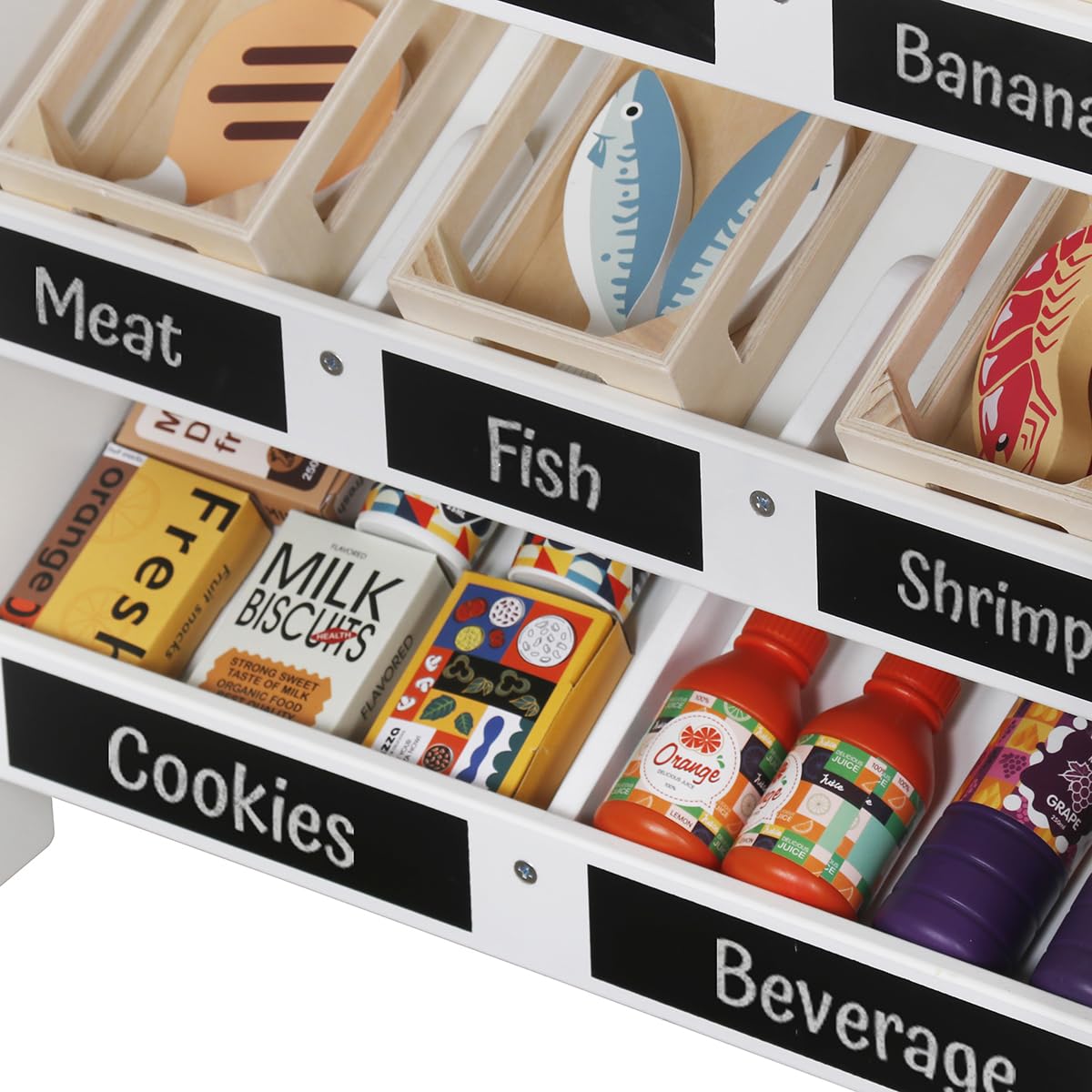 Kids Grocery Store Pretend Play Set with Shopping Cart