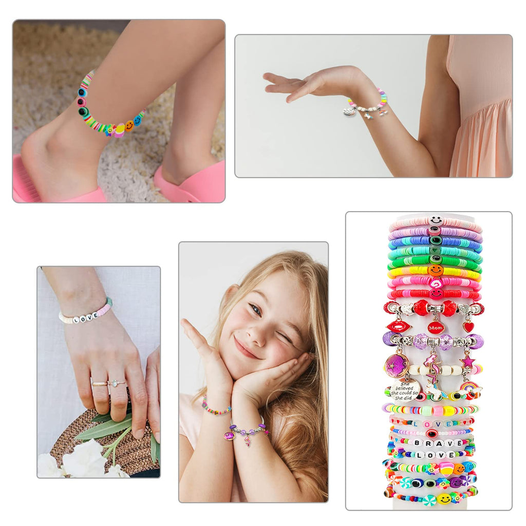 leitait Girl Toys Bracelet Making Kit-Beads for Charm Jewelry Making Kit Supplies DIY Arts Halloween and Christmas Party Favors Crafts for Kids Girl Toys Age 6-7,8-12 Teens Girl Gifts