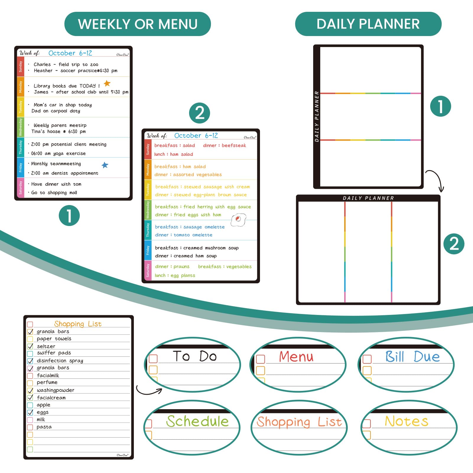 Magnetic Dry Erase Calendar Set with Monthly & Weekly Boards