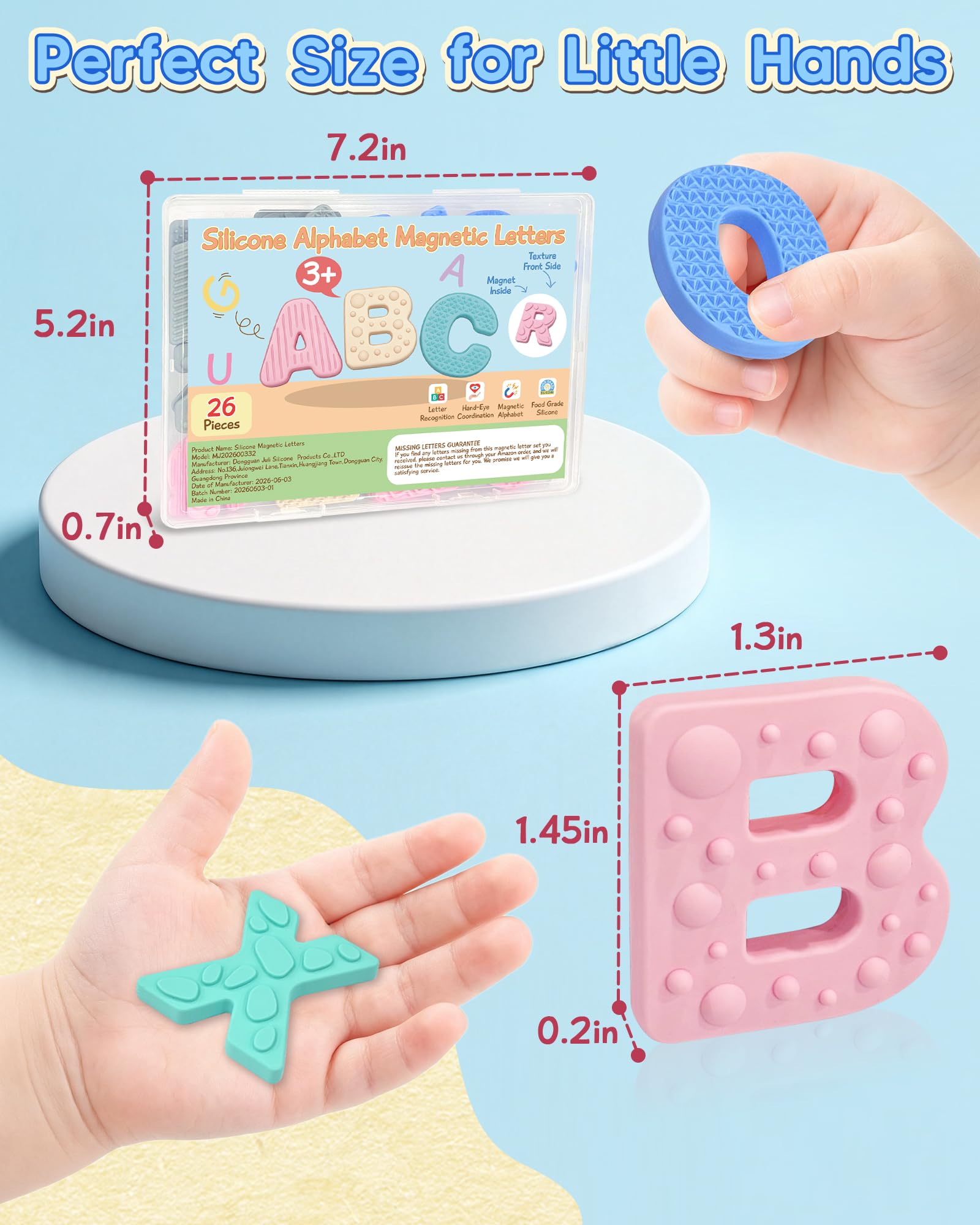 Silicone Magnetic Alphabet Letters, Cute ABC Fridge Magnets for Toddler Kid