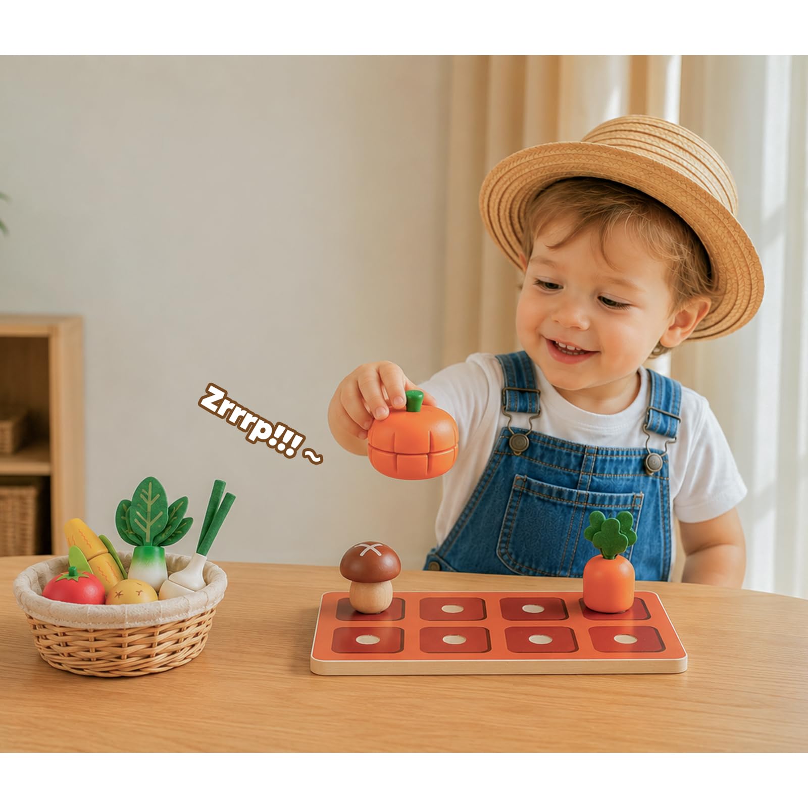 Wooden Farm-to-Kitchen Pretend Play Food Set for Kids