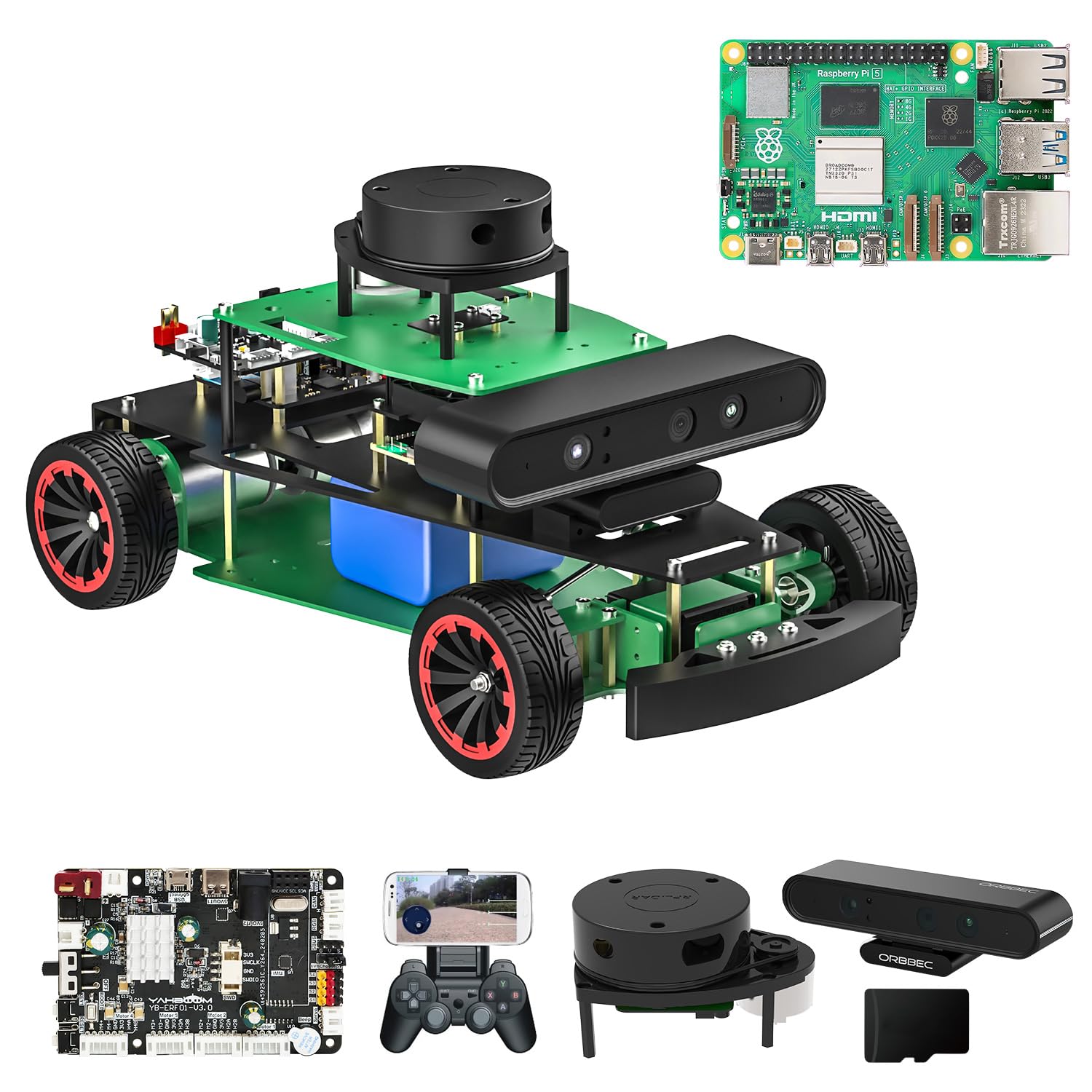 ROS2 AI Ackerman Steering Robot Kit for Raspberry Pi & Jetson