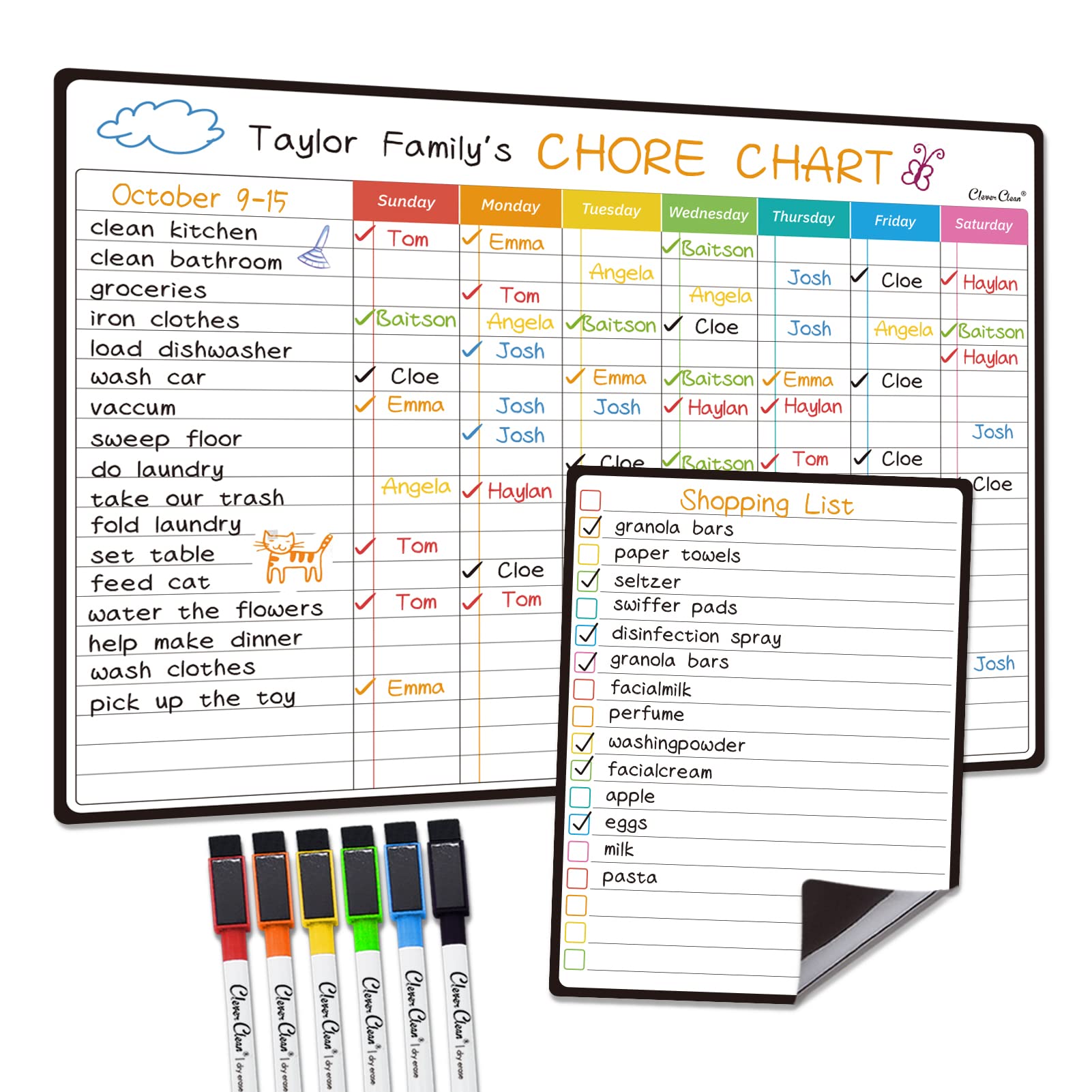 Magnetic Dry Erase Calendar Set with Monthly & Weekly Boards
