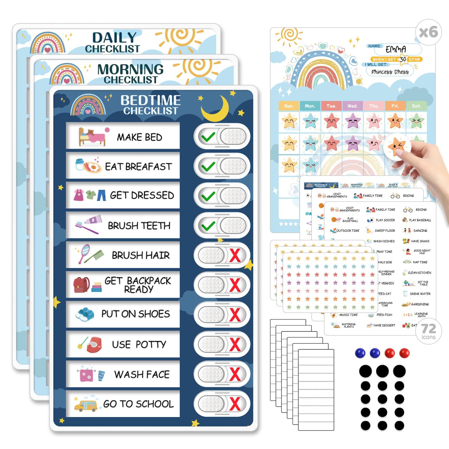 3-in-1 Magnetic Routine & Chore Chart for Kids