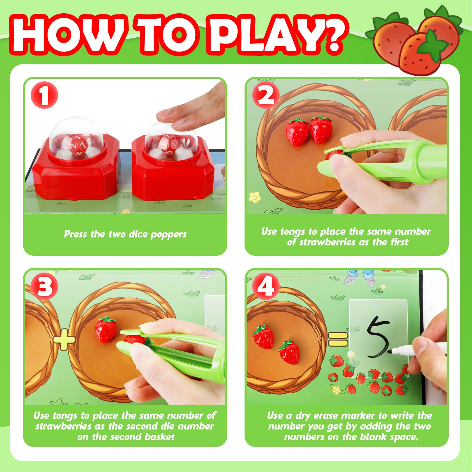 Kasfalci Math Board Games for Kids with Dice Poppers,Math Manipulatives,Dice Games,Addition Subtraction Games,Math Counters,Counting Toys,Fine Motor Toys,Kindergarten Classroom Homeschool Supplies