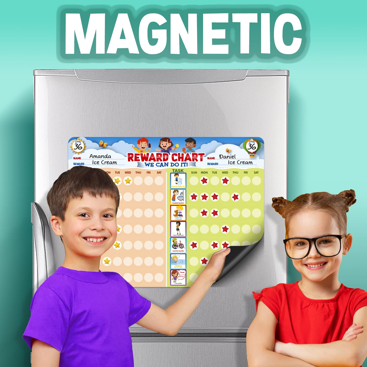 Kids Behavior Reward Chart System with 2,800 Stickers