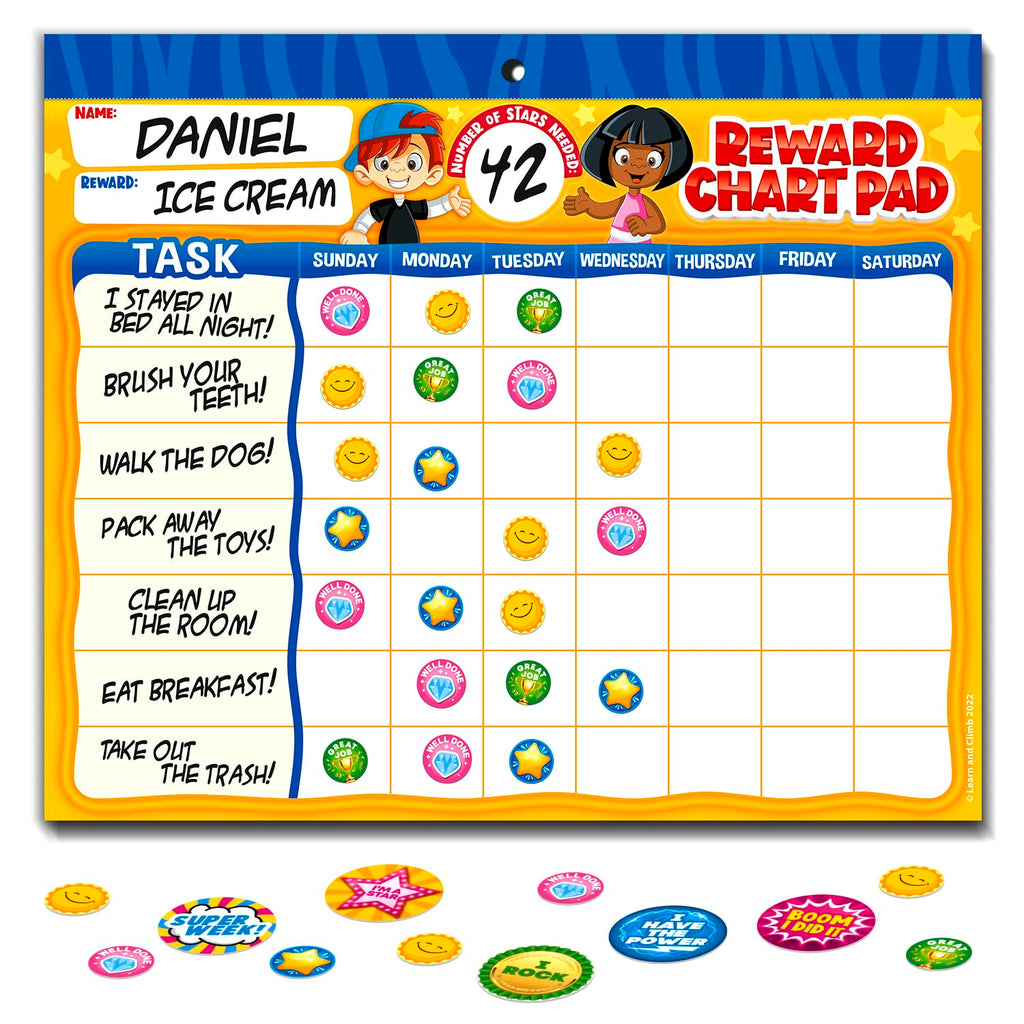 Kids Behavior Reward Chart System with 2,800 Stickers