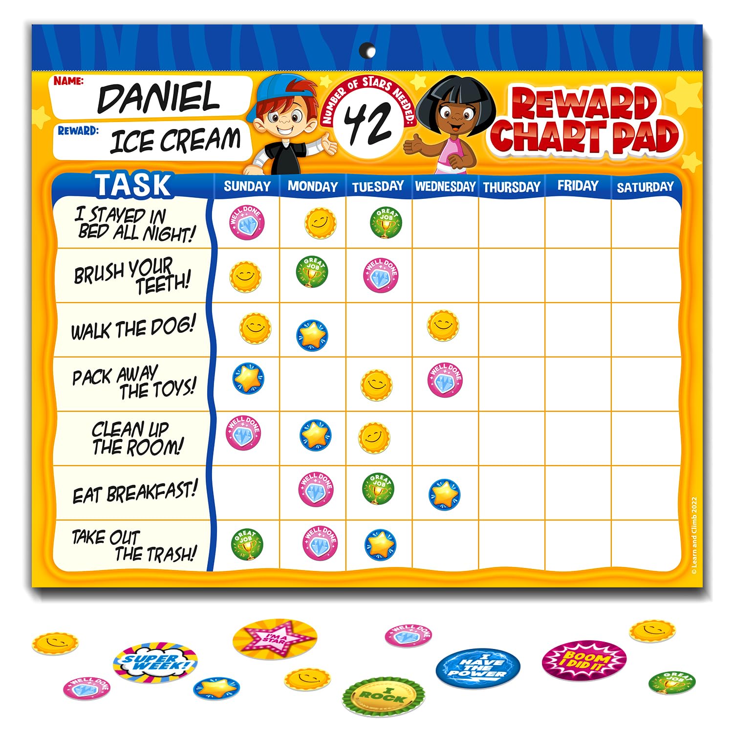 Kids Behavior Reward Chart System with 2,800 Stickers