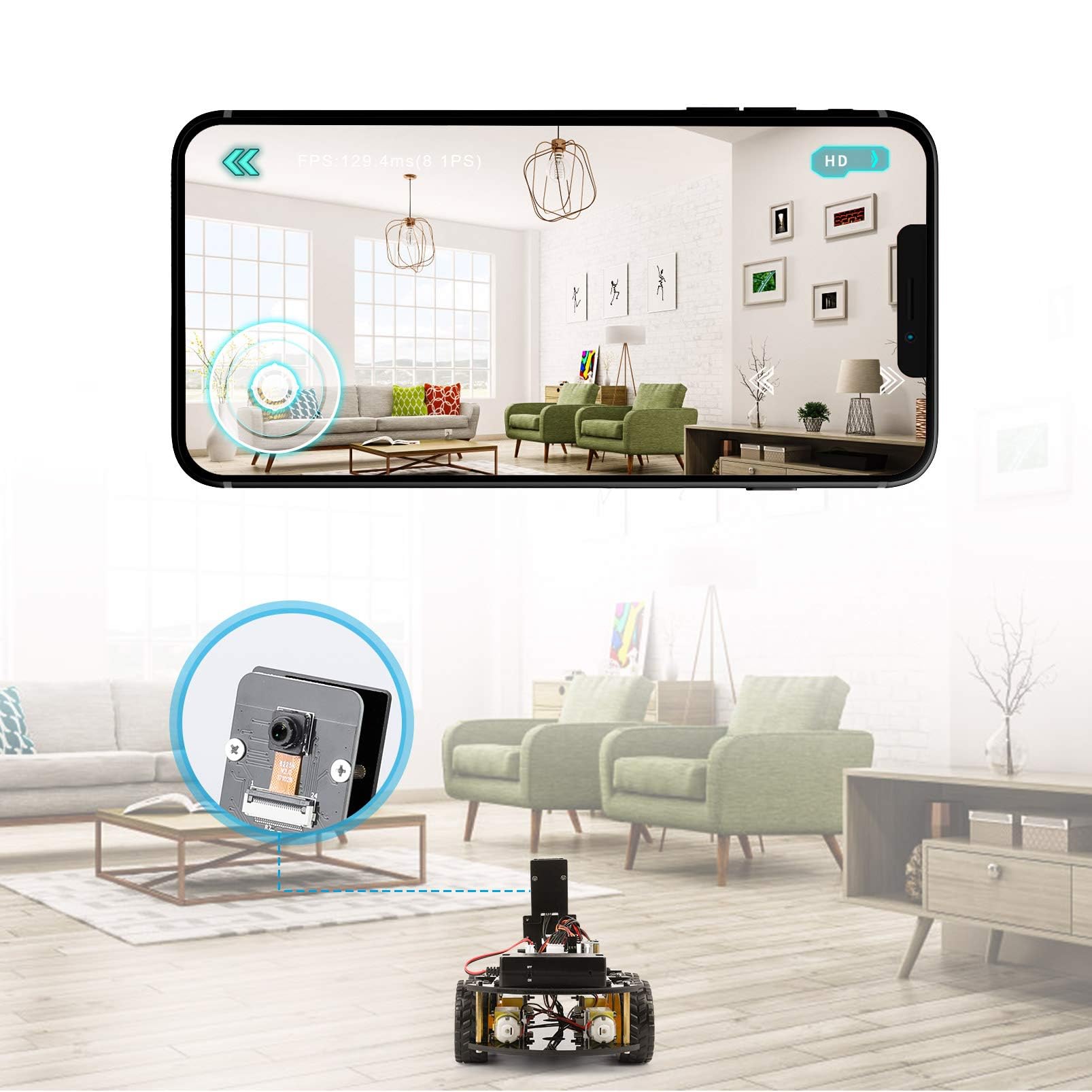 ELEGOO UNO R3 Smart Robot Car Kit V4 with Camera, Compatible with Arduino