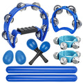 10 Pcs Tambourines for Adults - Half Moon Tambourine, Wood Sticks, Bells Tambourine, Wrist Bells, Egg Shakers, Maracas