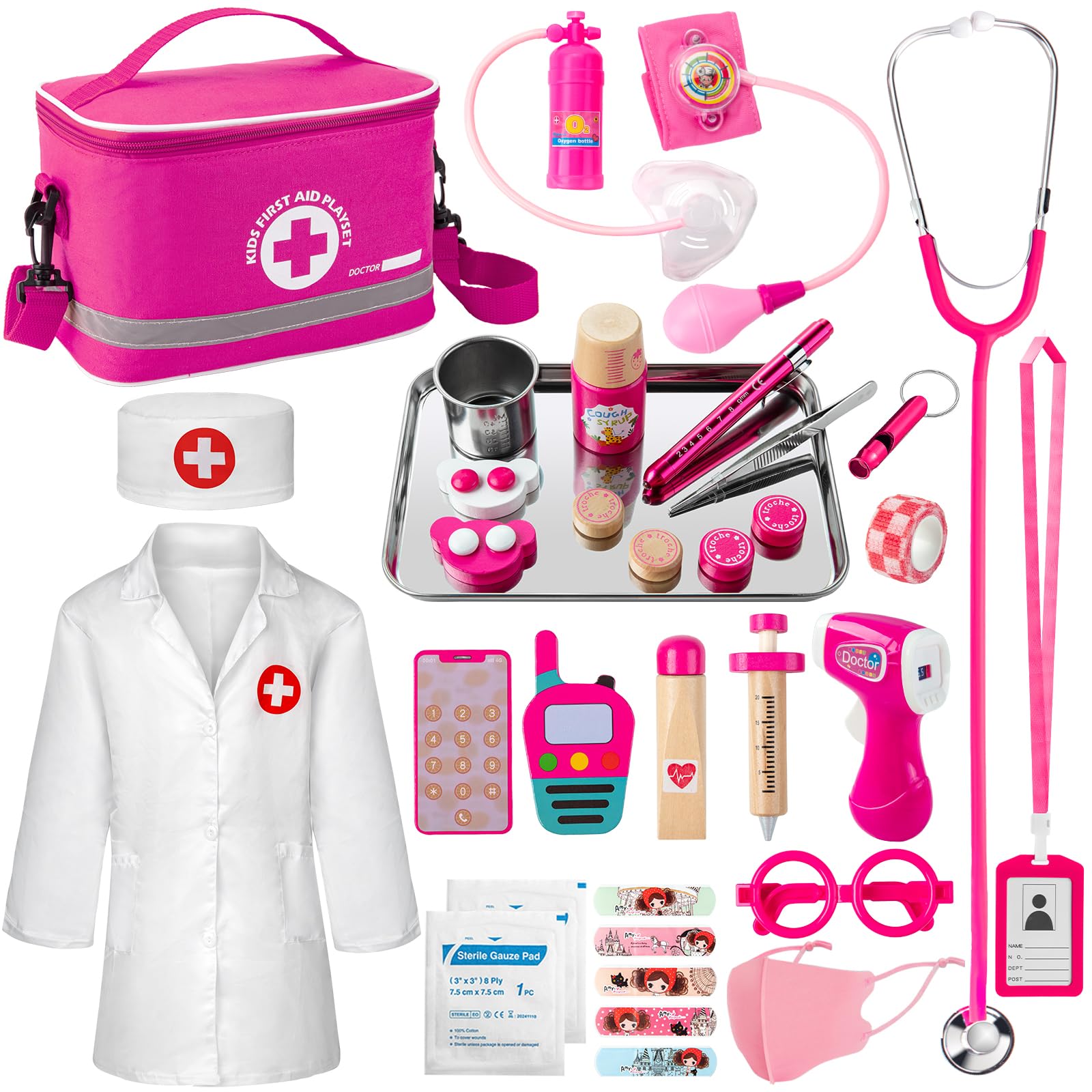 34-Piece Kids Doctor Pretend Play Kit with Stethoscope