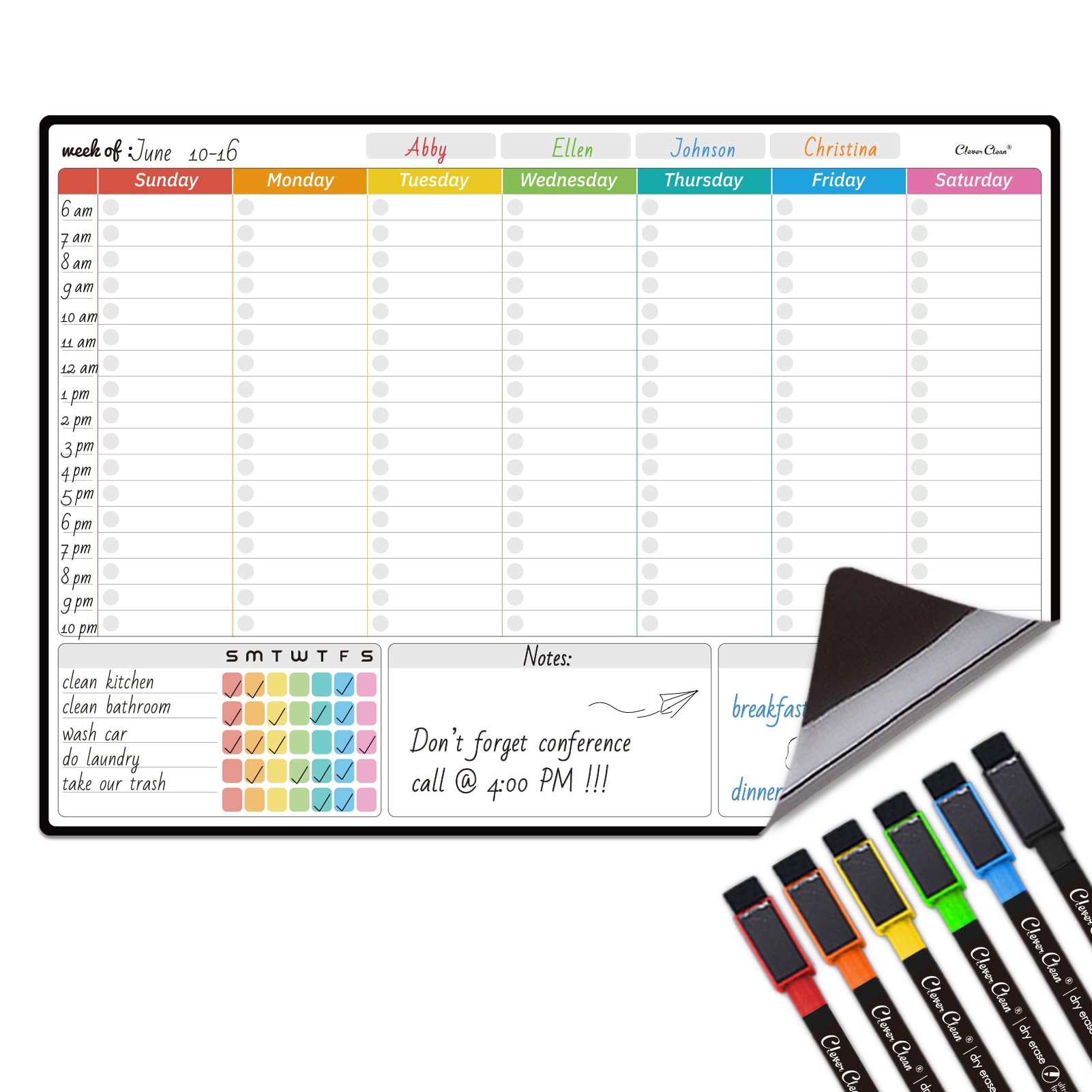 Magnetic Dry Erase Calendar Set with Monthly & Weekly Boards