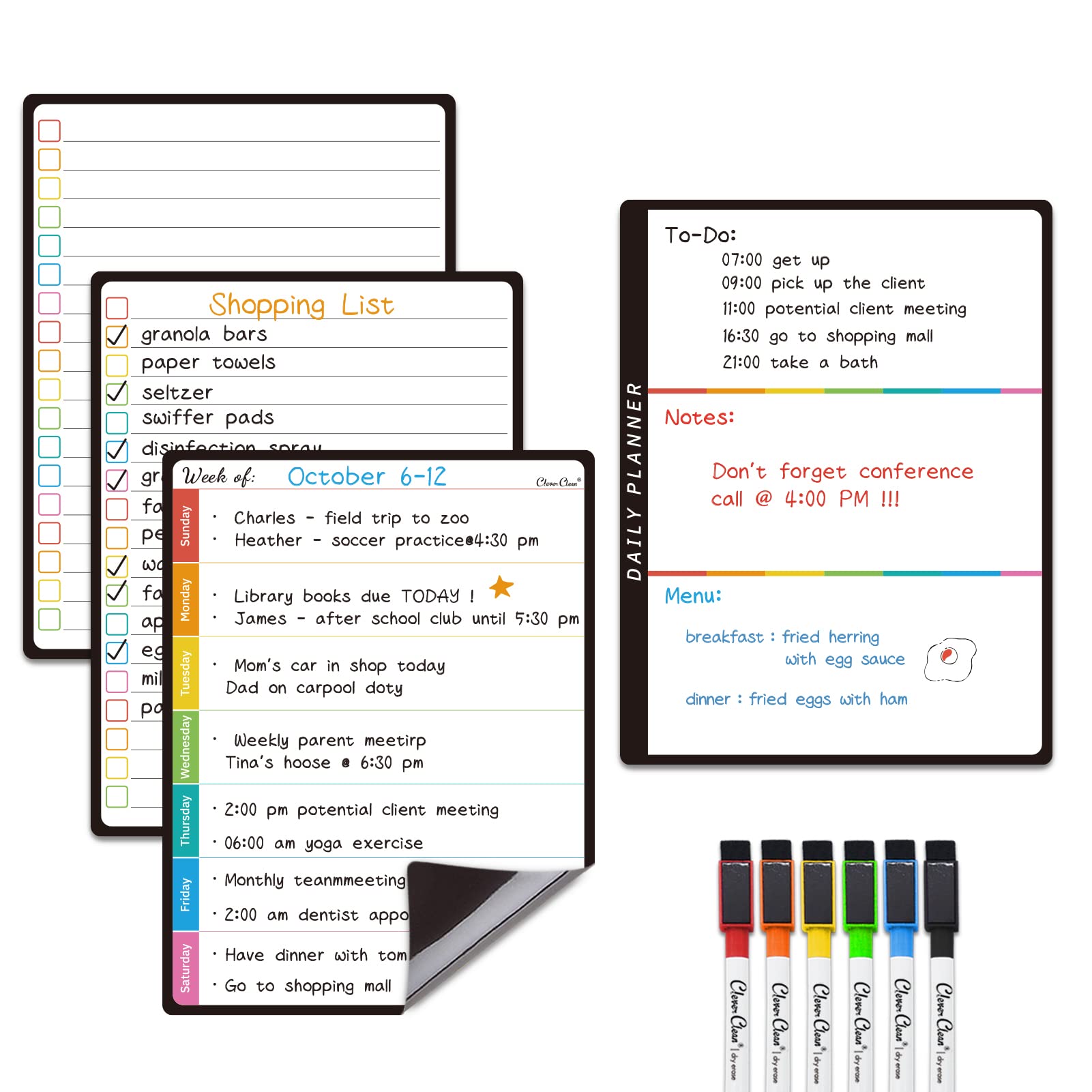 Magnetic Dry Erase Calendar Set with Monthly & Weekly Boards