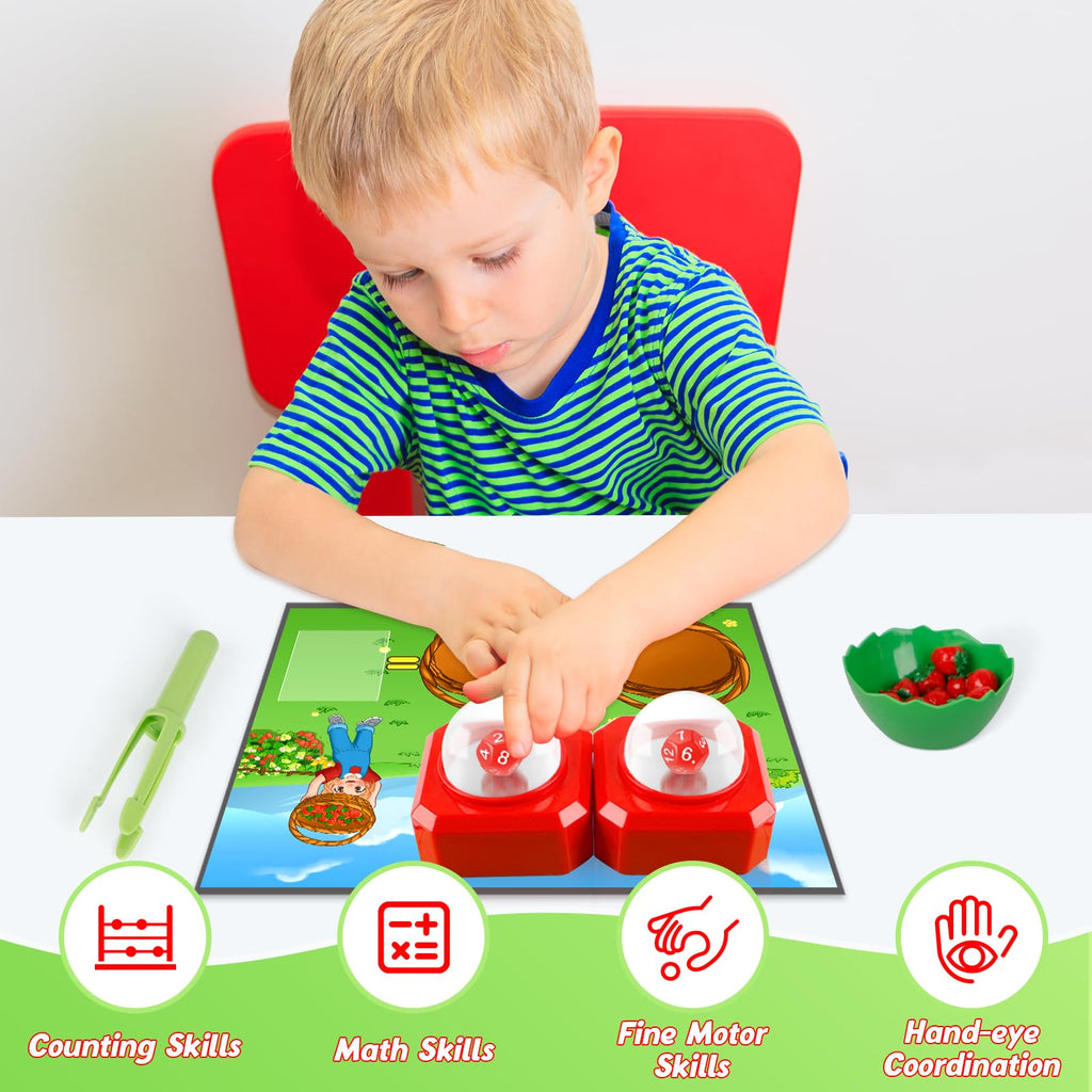 Kasfalci Math Board Games for Kids with Dice Poppers,Math Manipulatives,Dice Games,Addition Subtraction Games,Math Counters,Counting Toys,Fine Motor Toys,Kindergarten Classroom Homeschool Supplies