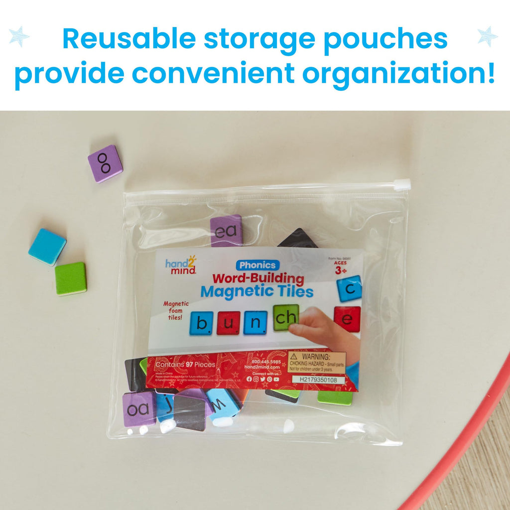 hand2mind Phonics Word-Building Magnetic Letter Tiles, Set of 6, Ages 3+