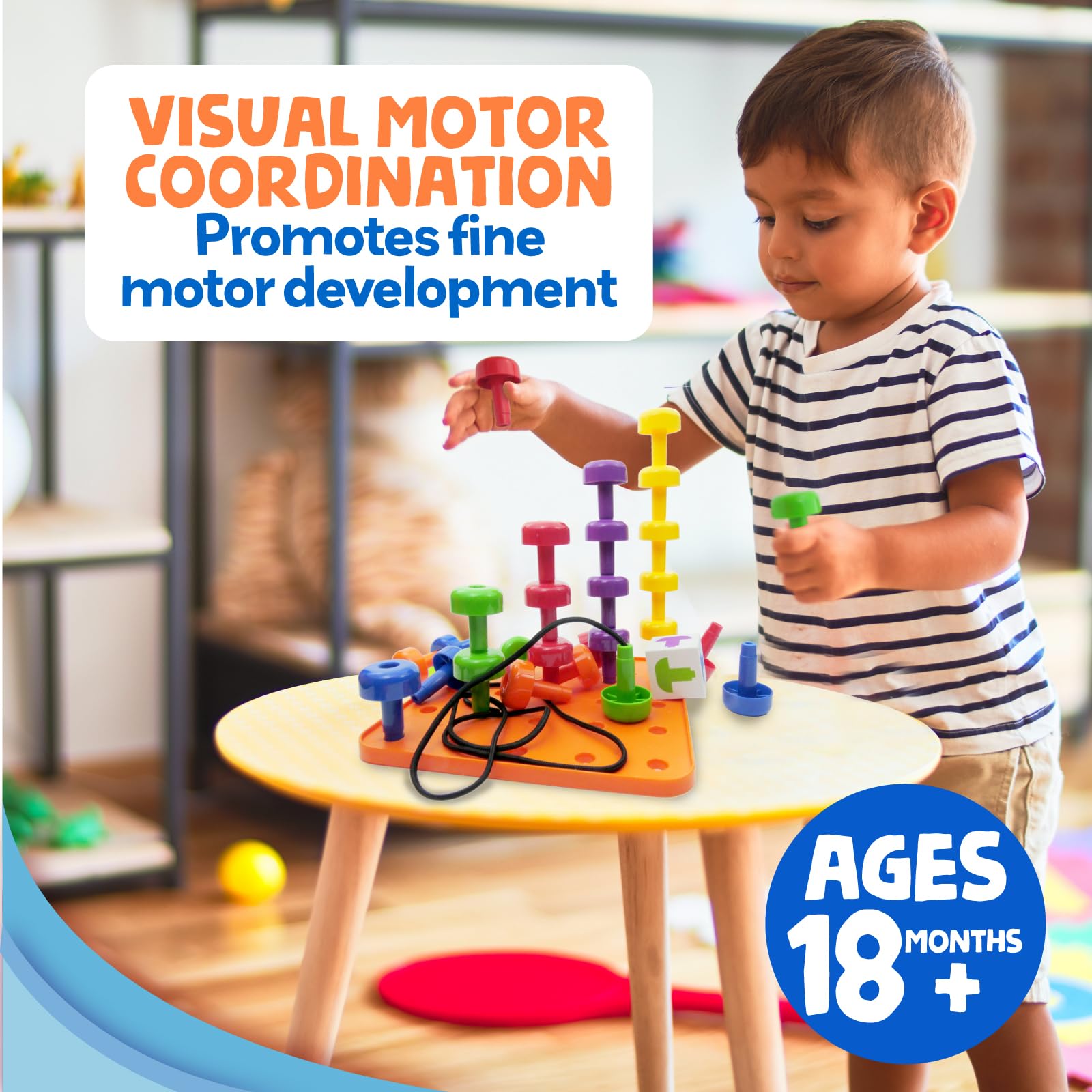 Montessori Sensory Peg Board for Sorting & Fine Motor Skills