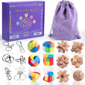 Brain Teaser Puzzles for Kids, Mind Game Puzzle Set, 3D Puzzle Wooden Metal Plastic Unlock Interlock Toy, Family Games Party Favor Educational Toys Birthday Gifts for Kids Teens and Adults