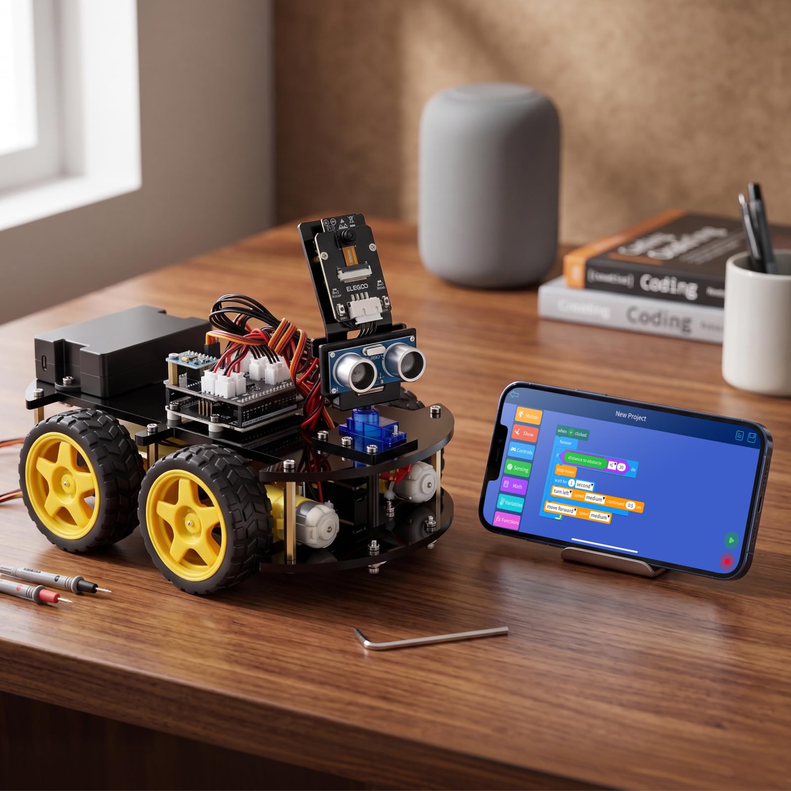 ELEGOO UNO R3 Smart Robot Car Kit V4 with Camera, Compatible with Arduino
