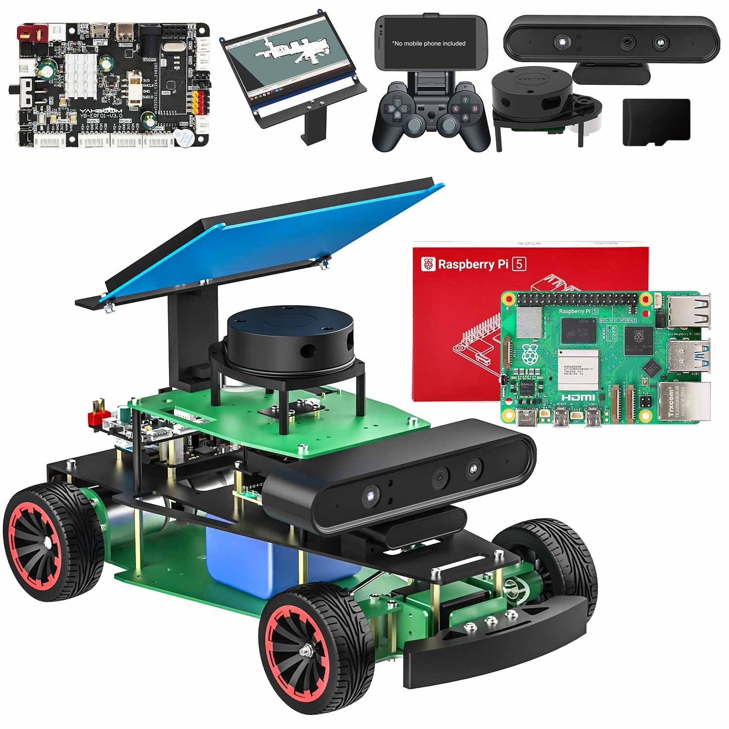 ROS2 AI Ackerman Steering Robot Kit for Raspberry Pi & Jetson