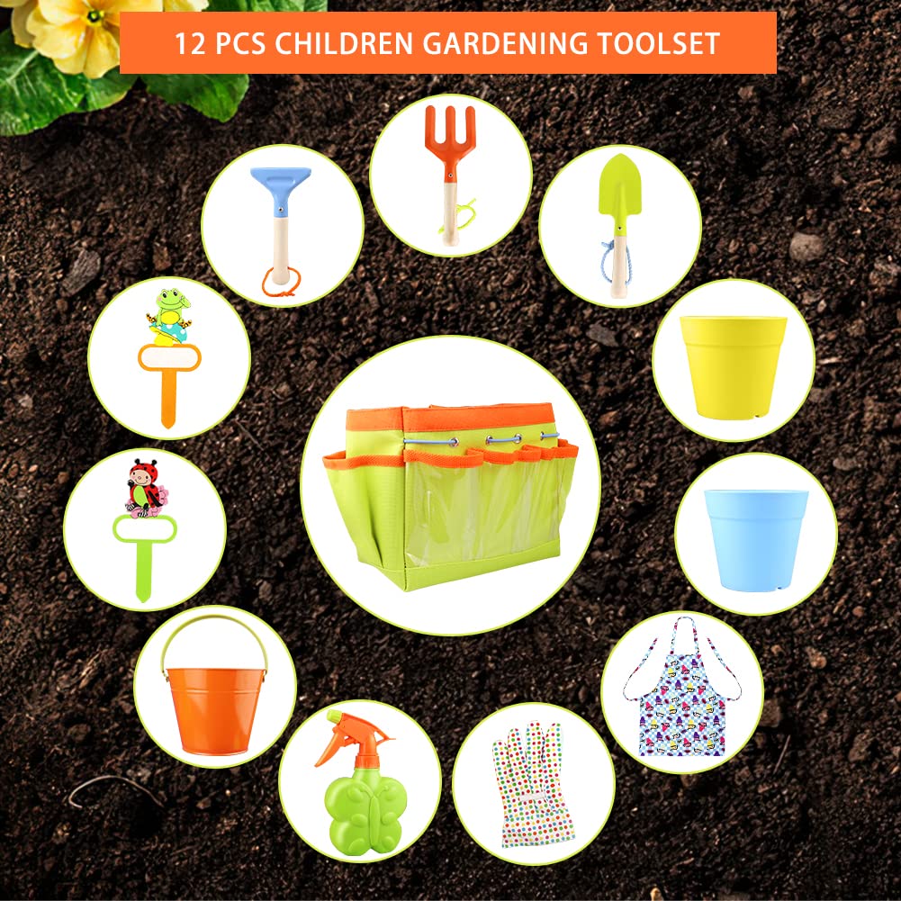 Kids Gardening Tool Set with Tote, Apron & Watering Can