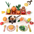 Wooden Farm-to-Kitchen Pretend Play Food Set for Kids